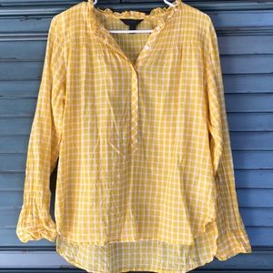 Yellow and white check button down